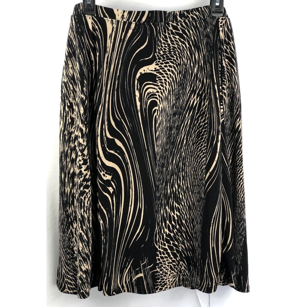 NWT Jaclyn Smith Flare Skirt XXL Blk/Tan Mod Geo Slim/Smooth Strech Bodyliner